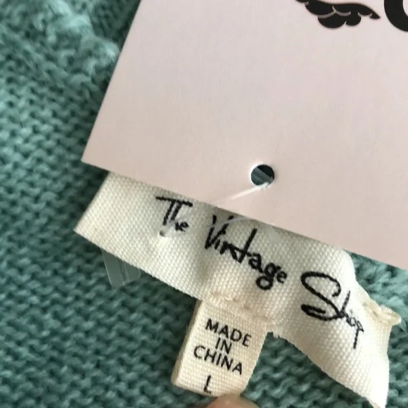 The Vintage Shop Reve Sweater One Shoulder Green Cable Knit SZ L NWT - Picture 4 of 7